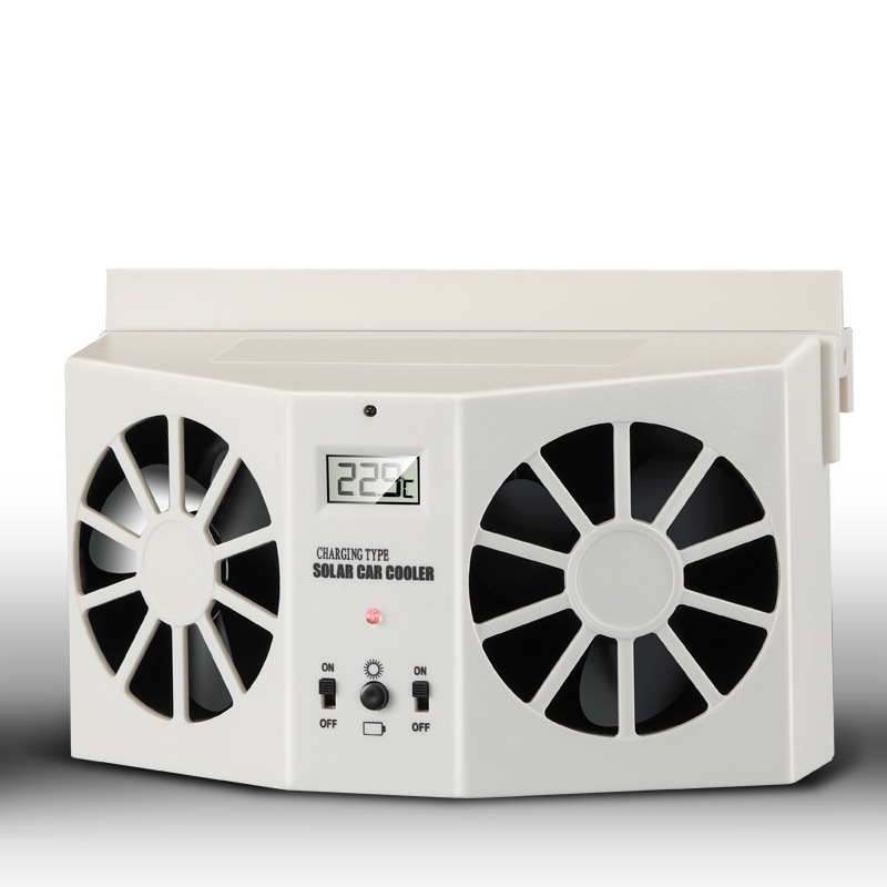 ⏳Zeitlich begrenztes Sonderangebot⏰Solarbetriebener Autoabgasventilator – Doppelturbo-Belüftung & Temperaturanzeige☀️