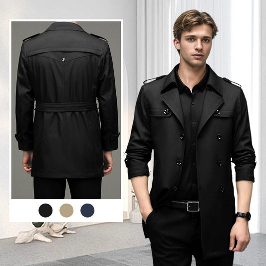 👔🍂Seasonal Promotions--Men's Double Breasted Windbreaker Jacket