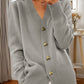 🍂Herbst-Neuheiten🌸Lässige Herbst-Strickjacke für Damen aus einfarbigem Garn mit Knöpfen