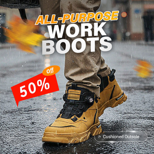 Herren-Outdoor-Arbeitsschuhe mit drehbarem Schnallverschluss 🔄👞 – Wasserdicht 💦, rutschhemmend 🚶‍♂️, bequem, atmungsaktiv 🌬️