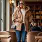 ❄️✨Damen Oversized Pufferjacke mit Kapuze im Patchwork-Design