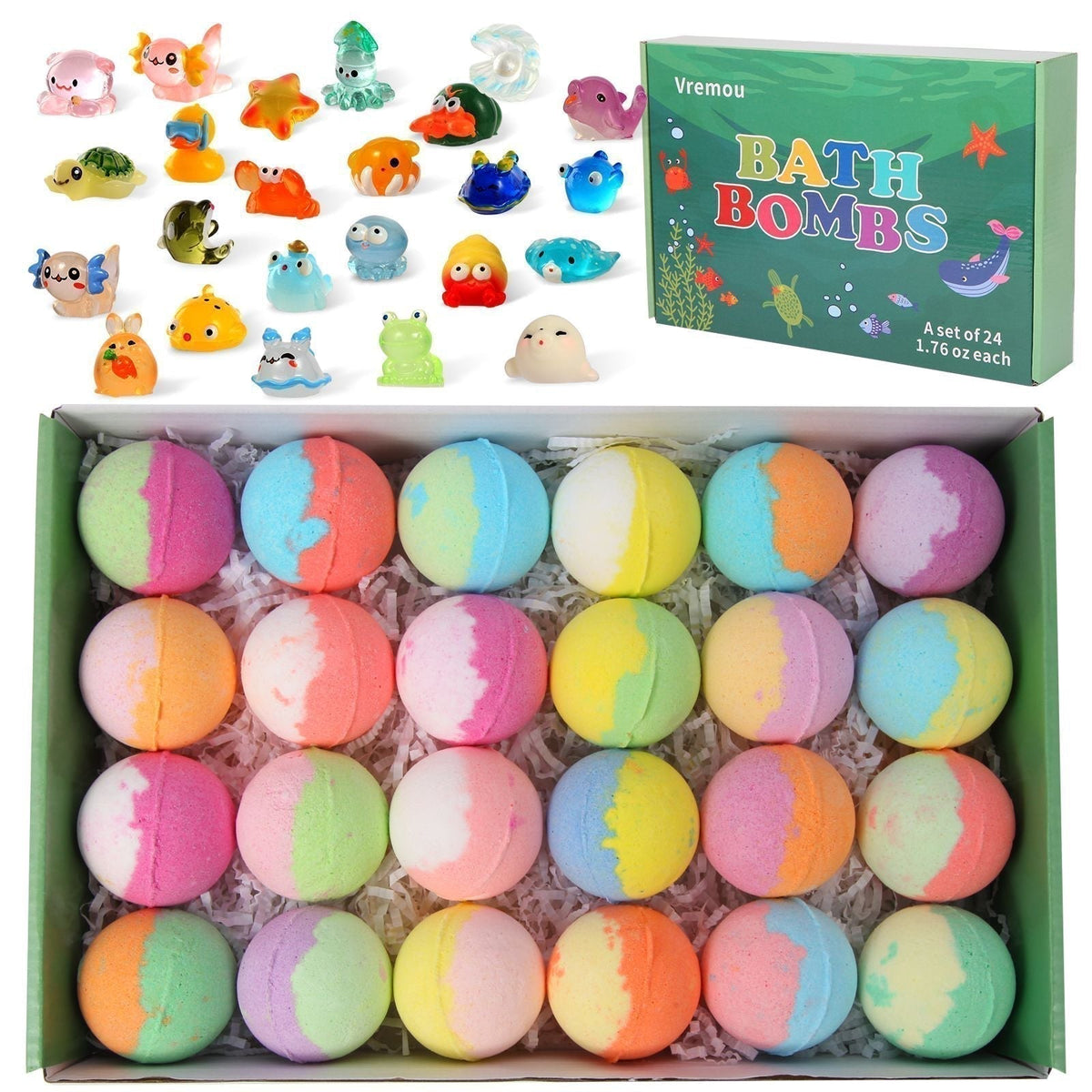 🔥12 Stück/Packung🛁 Natürliche Badebomben für Kinder mit Mega-Schaum &  Überraschung im Inneren 🥚✨