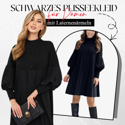 🍁2025 Neues Design✨Damenkleid in Übergröße mit Laternenärmeln und Stehkragen🌈👗