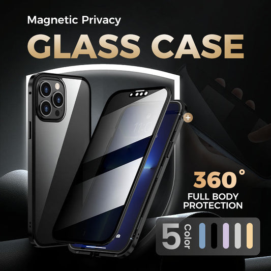 Magnetic  Full-Coverage Protective and double-sided anti-peep glass mobile phone case for iPhone