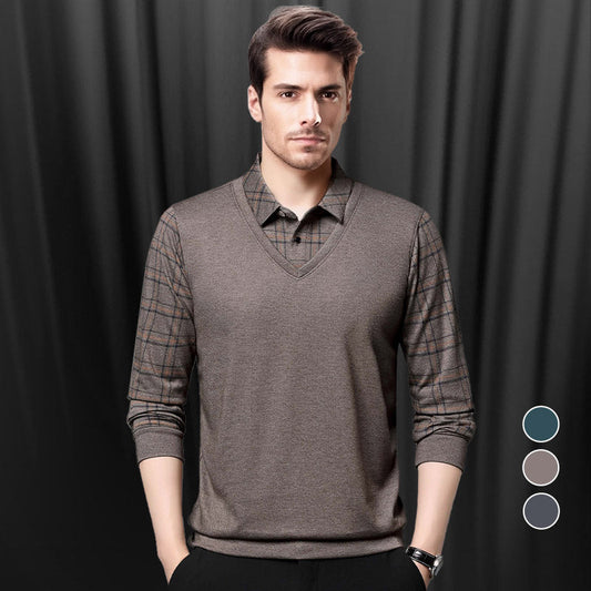 💥Heißer Verkauf 50% Rabatt👔Langarm-Oberteil in Layering-Optik für Herren