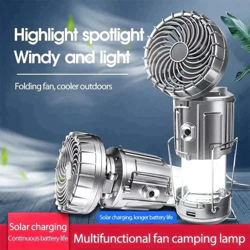 ⛺40 % Rabatt🦬Tragbare, solarbetriebene Campinglaterne mit Ventilator für den Außenbereich
