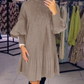 🍁2025 Neues Design✨Damenkleid in Übergröße mit Laternenärmeln und Stehkragen🌈👗