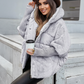❄️✨Damen Oversized Pufferjacke mit Kapuze im Patchwork-Design