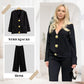 👗🌸Damen-Zweiteiler aus Pullover mit Knöpfen und Hose mit weitem Bein