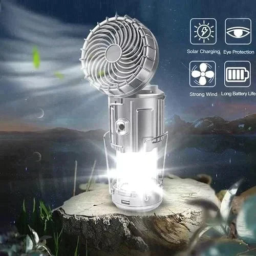 ⛺40 % Rabatt🦬Tragbare, solarbetriebene Campinglaterne mit Ventilator für den Außenbereich
