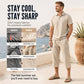 Men Summer Linen Set Loose Shirt and Cargo Shorts Two Piece Outfit