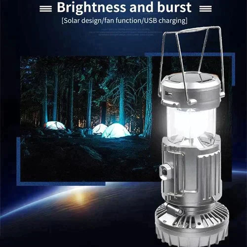 ⛺40 % Rabatt🦬Tragbare, solarbetriebene Campinglaterne mit Ventilator für den Außenbereich