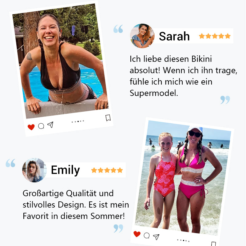 Zweiteiliges Patchwork-Bikini-Set mit V-Ausschnitt