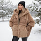❄️✨Damen Oversized Pufferjacke mit Kapuze im Patchwork-Design