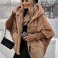 ❄️✨Damen Oversized Pufferjacke mit Kapuze im Patchwork-Design