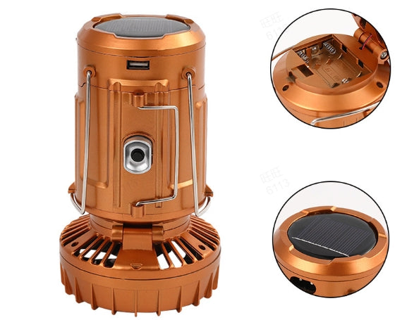⛺40 % Rabatt🦬Tragbare, solarbetriebene Campinglaterne mit Ventilator für den Außenbereich