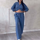 🌸🔥Damen 2 Stück Outfits Button Down Hemd & Hose