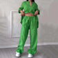 🌸🔥Damen 2 Stück Outfits Button Down Hemd & Hose