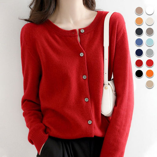 🔥2025 Heißer Verkauf🔥Geknöpftes Rundhals-Strickhemd für Damen【Kostenloser Versand beim Kauf von 2 Stück】