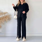 🍂Frühherbst-Special 50 % Rabatt💕Gemütliches zweiteiliges Set aus Rippstrick für Damen mit Hose mit geschlitztem Bein