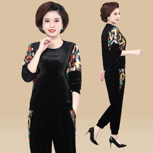 🌸🚶Elegantes 2-teiliges Set aus bedrucktem Oberteil und Hosen mit Taschen♀️