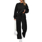 👚2-teiliges Set aus Oberteil und Hose mit Rundhalsausschnitt und Kordelzug