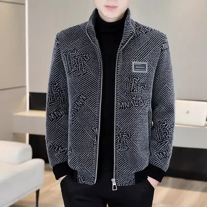 🎁❄️[Bestes Geschenk für ihn] Modische, warme und lässige Stehkragenjacke für Männer