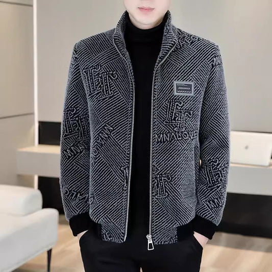 🎁❄️[Bestes Geschenk für ihn] Modische, warme und lässige Stehkragenjacke für Männer