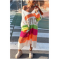 🌈🍂Farbblock-Pulloverkleid mit V-Ausschnitt und Buchstabendruck