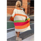 🌈🍂Farbblock-Pulloverkleid mit V-Ausschnitt und Buchstabendruck