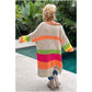 🌈🍂Farbblock-Pulloverkleid mit V-Ausschnitt und Buchstabendruck