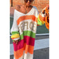 🌈🍂Farbblock-Pulloverkleid mit V-Ausschnitt und Buchstabendruck