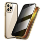 Funda magnética para teléfono de vidro temperado de dobre cara con efecto anti-peeping para iPhone 11-16 series