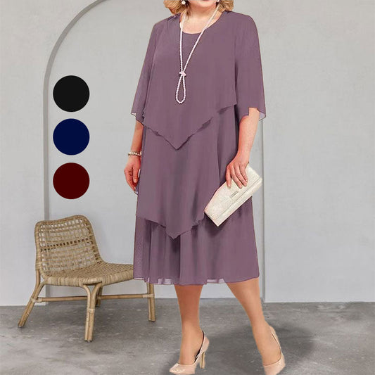 🌸👗Midikleid im Lagen-Look in großen Größen💥💥Befristetes Angebot: 50% Rabatt auf Bestellungen