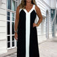 Kaufen Sie 2 gratis Versand🔥2025 Neu eingetroffen🌺⏳ Limited time 50% off! 💥Women's V-Neck Sleeveless Color Block Maxi Dress