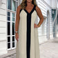Kaufen Sie 2 gratis Versand🔥2025 Neu eingetroffen🌺⏳ Limited time 50% off! 💥Women's V-Neck Sleeveless Color Block Maxi Dress
