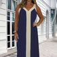Kaufen Sie 2 gratis Versand🔥2025 Neu eingetroffen🌺⏳ Limited time 50% off! 💥Women's V-Neck Sleeveless Color Block Maxi Dress