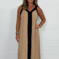 Kaufen Sie 2 gratis Versand🔥2025 Neu eingetroffen🌺⏳ Limited time 50% off! 💥Women's V-Neck Sleeveless Color Block Maxi Dress