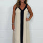 Kaufen Sie 2 gratis Versand🔥2025 Neu eingetroffen🌺⏳ Limited time 50% off! 💥Women's V-Neck Sleeveless Color Block Maxi Dress