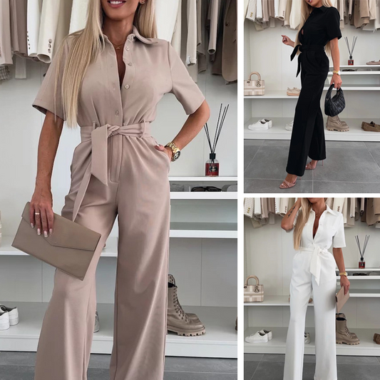 2025 Neu Frauen Jumpsuits mit Gürtel und Knopfleiste💥💥Befristetes Angebot: 50% Rabatt auf Bestellungen