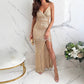 Kaufen Sie 2 Stück und erhalten Sie kostenlosen Versand🔥2025 Neu eingetroffen - 50% OFF🌺Partykleid mit Pailletten, V-Ausschnitt und Schlitz für Damen