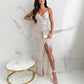 Kaufen Sie 2 Stück und erhalten Sie kostenlosen Versand🔥2025 Neu eingetroffen - 50% OFF🌺Partykleid mit Pailletten, V-Ausschnitt und Schlitz für Damen