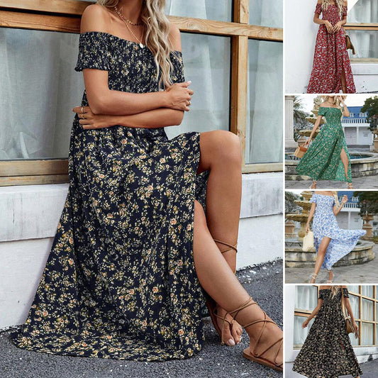 🌸💐Elegantes, schulterfreies Kleid mit Blumenmuster für Damen💥💥Befristetes Angebot: 50% Rabatt auf Bestellungen