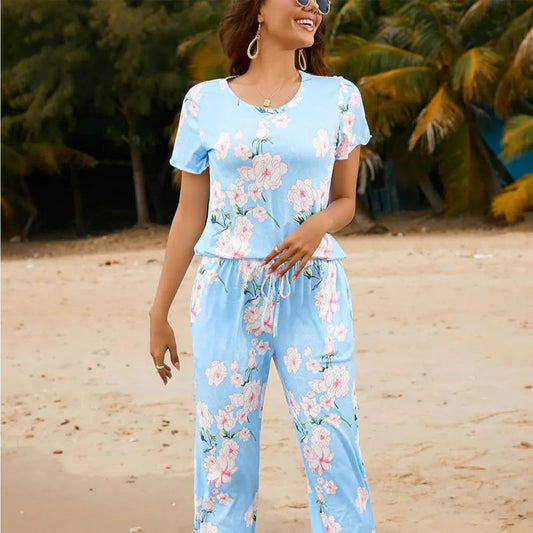 ⏳Begrenzte Zeit 50% Rabatt💥Bedrucktes Damen Top & Hose Nachtwäsche Set