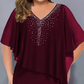 🌸💐Strass-Cape-Kleid mit V-Ausschnitt und Chiffon-Überzug🚀Kaufen Sie 2 und erhalten Sie kostenlosen Versand🚀