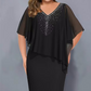 🌸💐Strass-Cape-Kleid mit V-Ausschnitt und Chiffon-Überzug🚀Kaufen Sie 2 und erhalten Sie kostenlosen Versand🚀