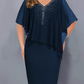 🌸💐Strass-Cape-Kleid mit V-Ausschnitt und Chiffon-Überzug🚀Kaufen Sie 2 und erhalten Sie kostenlosen Versand🚀