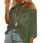🎨🎁2025 Neuer heißer Verkauf - Damen Sommerpullover mit U-Ausschnitt und kurzen Ärmeln, lässig, gehäkelt, ausgehöhlt, Strickoberteile, Pullover, Hemden, Strandüberwurf