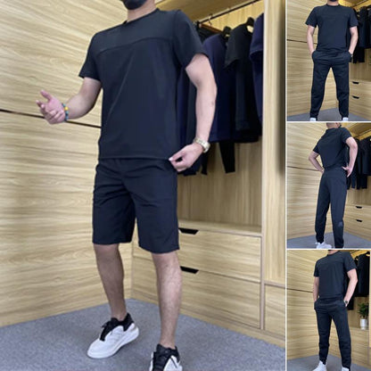 👖Two-piece sports set for men with short sleeve shirt and trousers💥💥Limited offer: 50% discount on orders