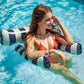 🌸💐Bunt gestreifter aufblasbarer Poolschwimmer mit Aufblasvorrichtung